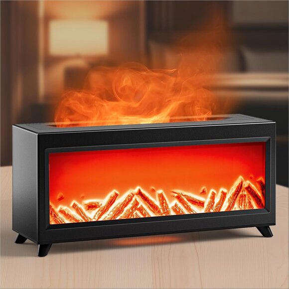 NWT - Flame Essential Oil Diffuser, 220ml Fireplace Flame Diffuser - Picture 1 of 5